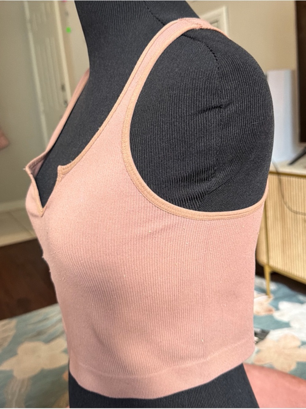Bozzolo latte brown Ribbed V-Neck Crop Tank size M/L